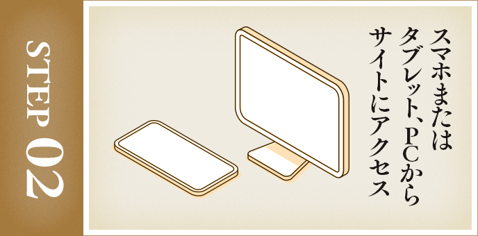 step2 スマホまたはタブレット、ＰＣからサイトにアクセス