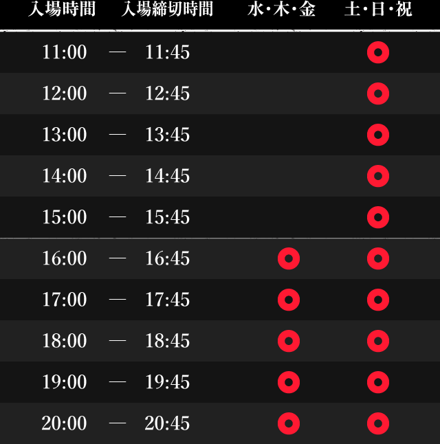 公演時間一覧