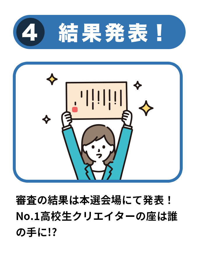 審査の結果は本選会場にて発表！No1高校生クリエイターの座は誰の手に!?