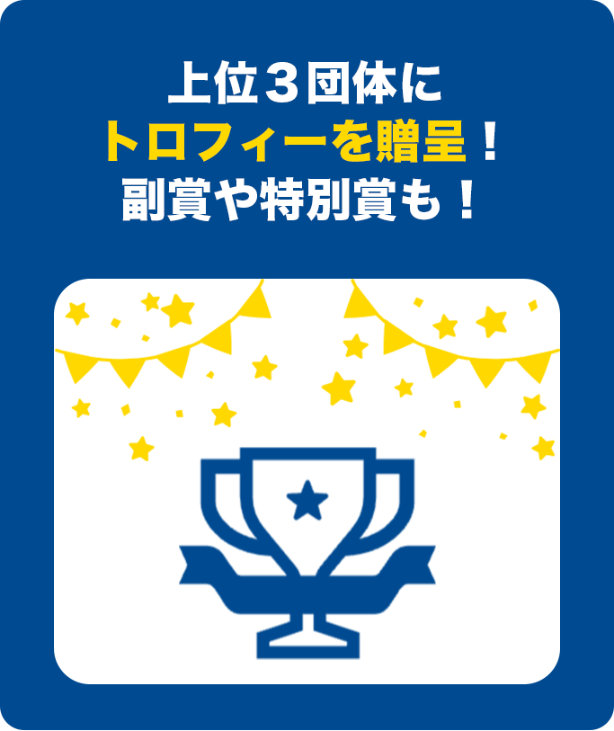 上位３団体にトロフィーを贈呈！副賞や特別賞も！