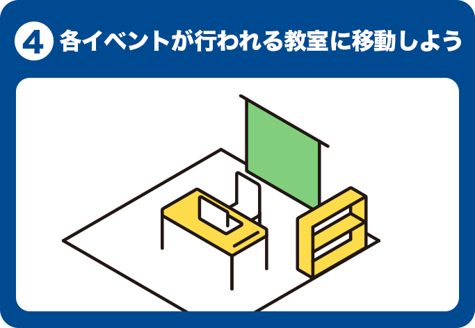 4.各イベントが行われる教室に移動しよう