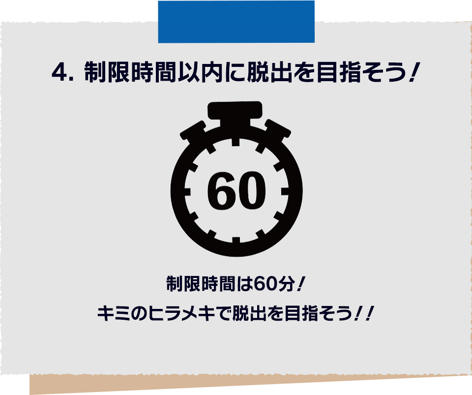 4. 制限時間以内に脱出を目指そう！
