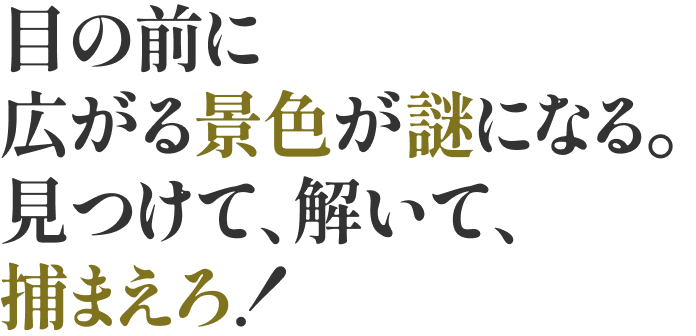 目の前に広がる景色が謎になる。見つけて、解いて、捕まえろ！