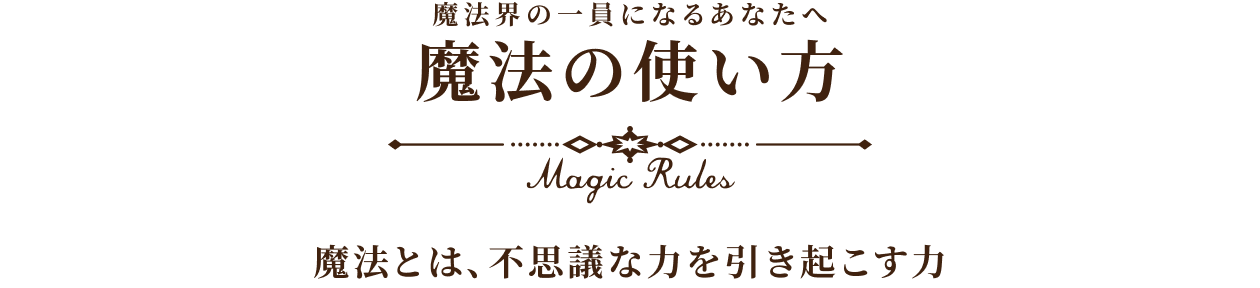 魔法界の一員になるあなたへ 魔法の使い方